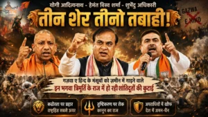 योगी आदित्यनाथ- हेमंत बिस्व शर्मा- शुभेंदु अधिकारी: तीन शेर तीनो तबाही! गज़वा ए हिन्द के मंसूबों को ज़मीन में गाड़ने वाले इन भगवा त्रिमूर्ति के राज में हो रही शांतिदूतों की कुटाई